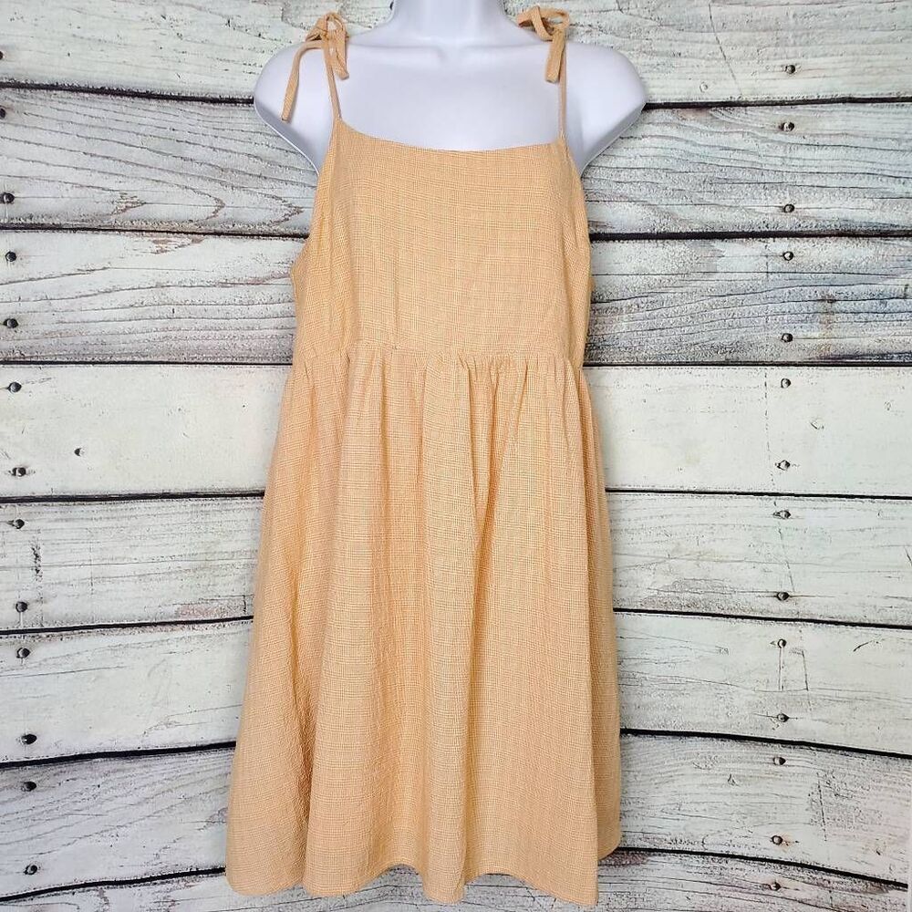 Forever 21 Yellow Tie Strap Sundress Women’s Size L Sleeveless Summer Dress